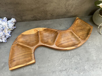 56cm Handcrafted Teak Wooden Snake Bowl – Serving Dish, 8 of 12