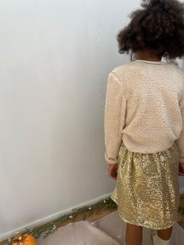 Girls Gold Sequin Party Skirt, 8 of 10