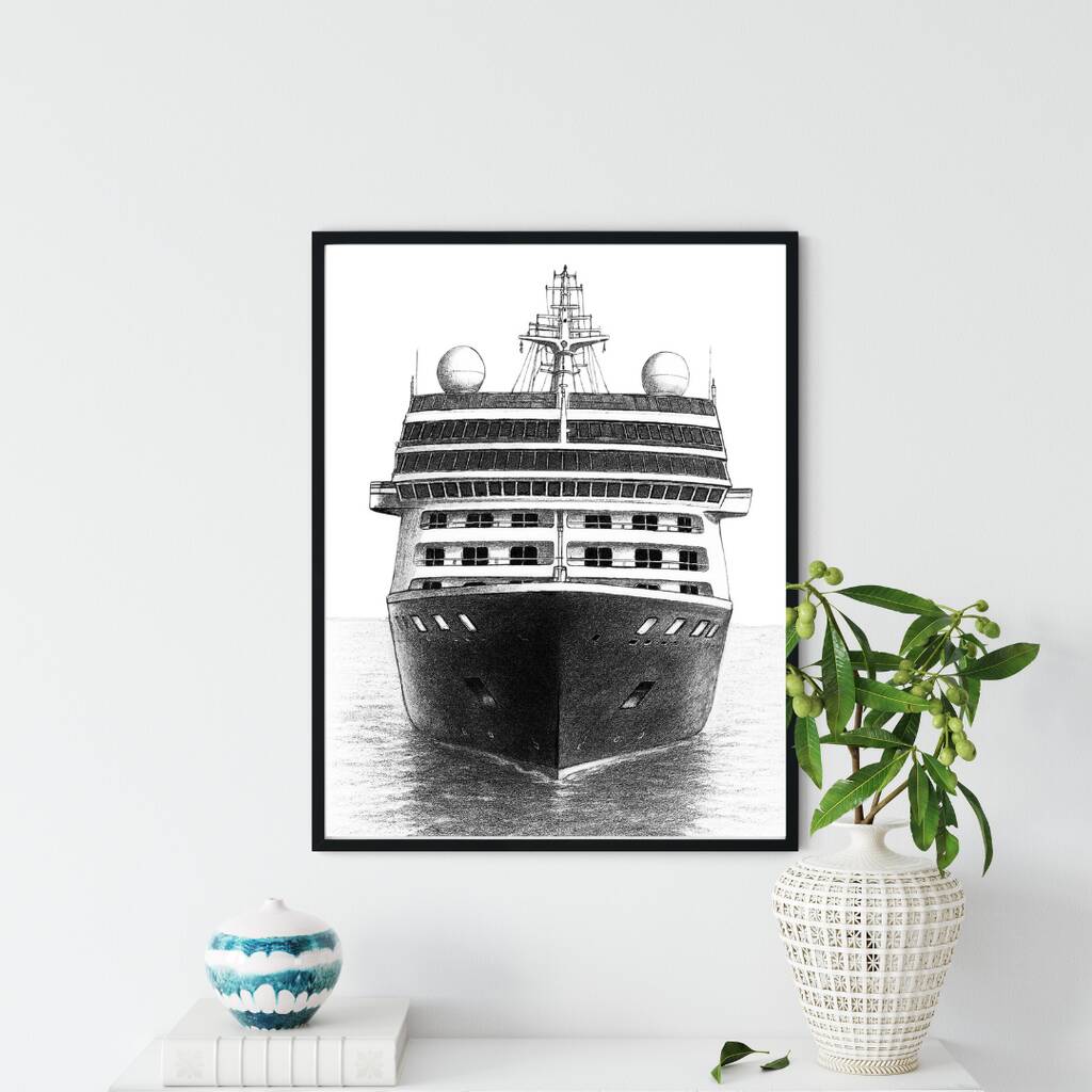 Cruise Ship Travel Hand Drawn A4 Print, 1 of 4