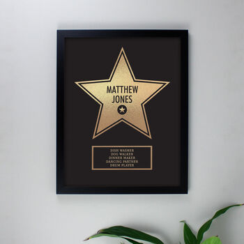Personalised Walk Of Fame Star Award Black Framed Print, 2 of 6
