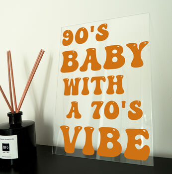 90's Baby 70's Vibe Clear Acrylic Vinyl Plaque Decor, 4 of 7