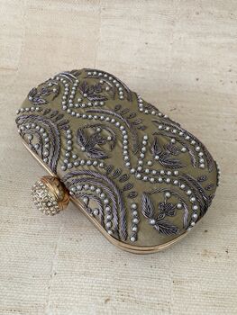 Gold Handcrafted Oval Clutch Bag, 3 of 5