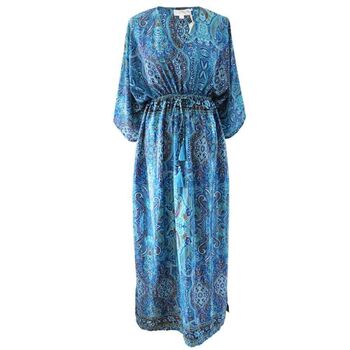 'Alanna' Blue Paisley Batwing Dress, 5 of 5