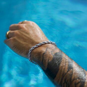 Steel Silver Chunky Rope Bracelet Adjustable Chain, 10 of 11