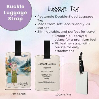 Personalised Cartoon Lady Passport Cover Luggage Tag, 7 of 9