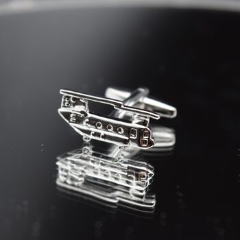 Helicopter Army Silver Cufflinks Gift For Pilots 316 L Stainless Steel Aviation Accessory, 3 of 6