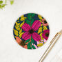 Round Coaster Navy Vivid Blooms Heat And Stain Proof, thumbnail 1 of 10
