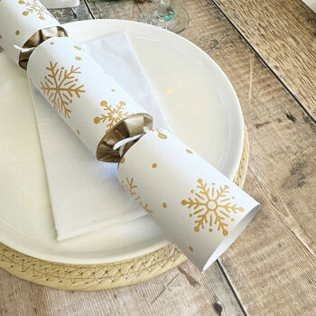 White With Gold Snowflake Christmas Crackers X6, 6 of 8