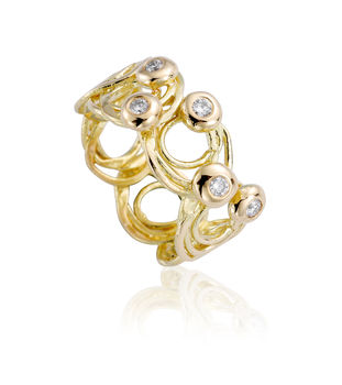 Wide Swirly Gold And Diamond Ring, 3 of 5