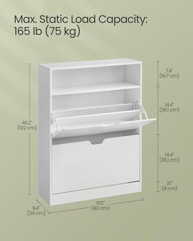 Shoe Cabinet Flip Doors Adjustable Removable Divider, 10 of 12