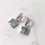 The Square Aquamarine Silver Gemstone Earrings, thumbnail 3 of 5