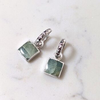 The Square Aquamarine Silver Gemstone Earrings, 3 of 5