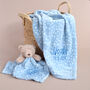 Personalised Blue Blanket And Comforter Set For Baby, thumbnail 1 of 6