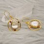 Pearl, Tourmaline Gold Plated Sterling Silver Earrings, thumbnail 4 of 5