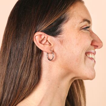 Stainless Steel Hammered Hoop Earrings, 8 of 9