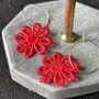 Red Lace Flower Hoop Earrings, thumbnail 3 of 3