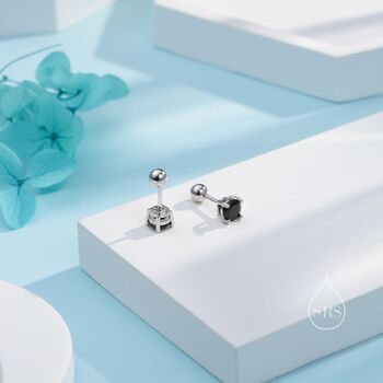 Sterling Silver Black Cz Earrings, 7 of 12