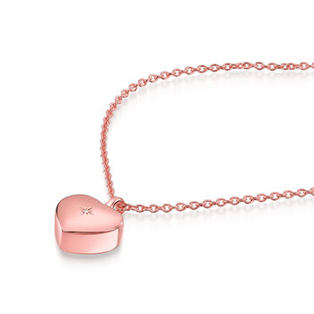 Diamond Heart Urn Necklace 18 K Rose Gold Plated Silver, 3 of 5