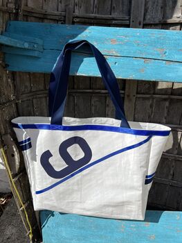 Blooper Large Upcycled Sailcloth Beach Bag, 6 of 6