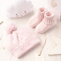 Toffee Moon Pale Pink Knitted Baby Booties, thumbnail 2 of 12
