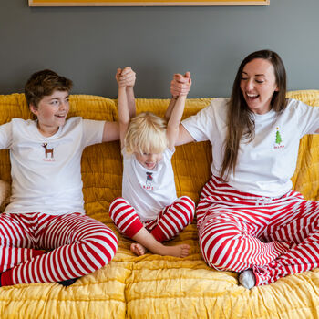 Personalised Embroidered Christmas Stripe Pyjamas, 2 of 3