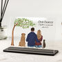 Personalised “Our Family” Acrylic Plaque With Couple And Pets Under Tree, thumbnail 1 of 12