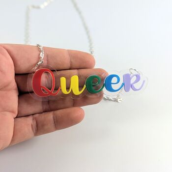 Queer Necklace In Acrylic, Lgtbi Necklace, Rainbow Gift, 2 of 7