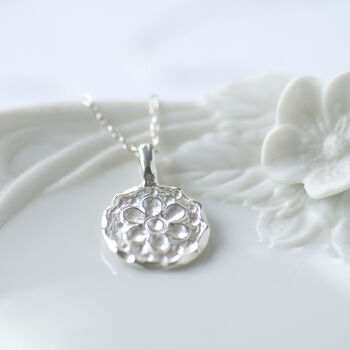 Daisy Handmade Flower Sterling Silver Pendant, 4 of 12