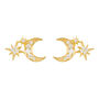 Moon And Starburst Stud Plated Silver Earrings, thumbnail 2 of 7