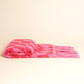 Personalised Pink And Red Wavy Checkerboard Winter Scarf, 2 of 3