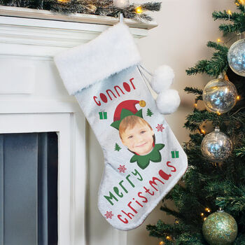 Personalised Photo Elf Christmas Stocking, 3 of 4