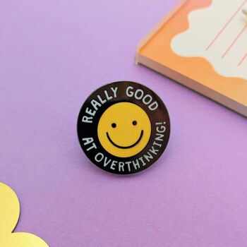 Really Good At Overthinking Enamel Pin Badge, 2 of 5