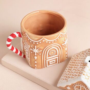 Gingerbread House Ceramic Mug With Lid, 5 of 6