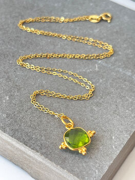 Peridot Gold Vermeil Necklace August Birthstone Gift, 2 of 3