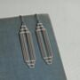 Art Deco Rectangle Silver Earrings, thumbnail 4 of 9