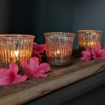 Pink Ribbed Tea Light Glass Votive, 2 of 2