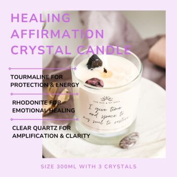 Healing Affirmation Crystal Candle With Three Crystals, 2 of 5