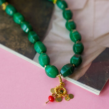 Emerald Green Beaded Necklace, 3 of 4