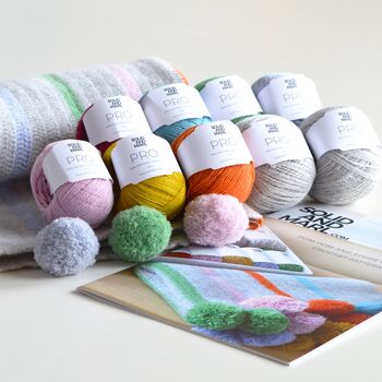 Pom Pom Stripe Crochet Blanket Kit, 2 of 5