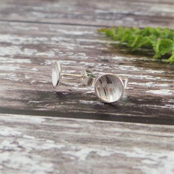 Bark Hammered Silver Dome Stud Earrings, 3 of 4