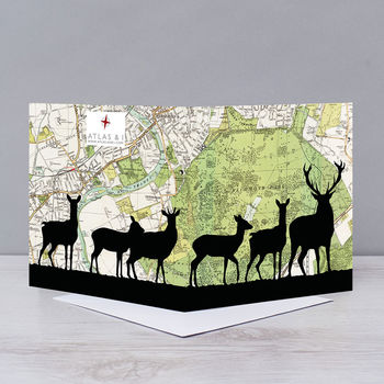 Deer Card With Richmond Park Map, 2 of 3