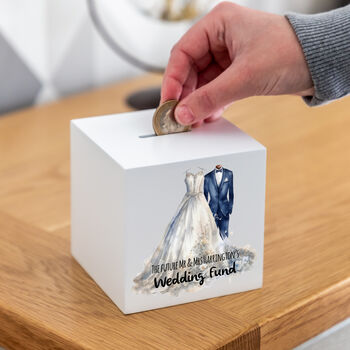 Personalised Wedding Fund White Money Box, 3 of 6