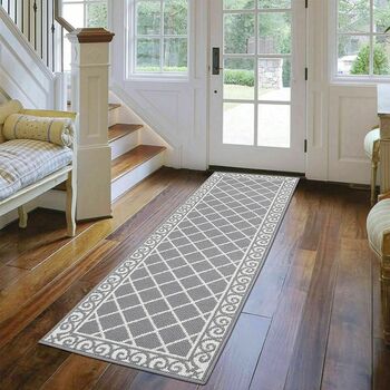 Border Grey Geometry Long Runner Rug, 6 of 7