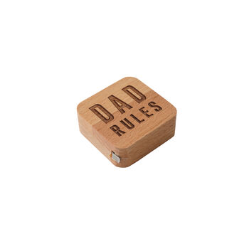 Oak Wooden 'Dad Rules' Square Tape Measure, 2 of 4
