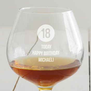 Personalised Special Age Birthday Brandy Glass For Him, 2 of 2
