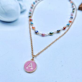 Personalized Colourful Evil Eye Initial Choker Necklace, 4 of 6