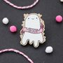 Cute Spooky Ghost Wooden Pin Badge, thumbnail 5 of 5
