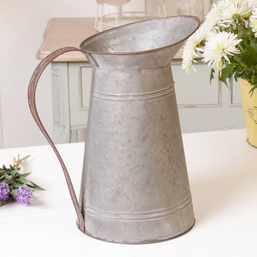 flowers and garden zinc pitcher display vase jug by dibor