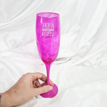 Personalised Pink Champagne Glass Gift For Bridesmaid, 7 of 9