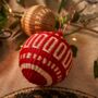 Red Patterned Christmas Baubles Pack Of Three, thumbnail 6 of 8